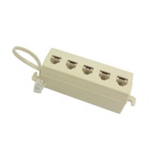 HDMIHOME 5 웨이 Outlet 6P4C RJ11 RJ12 전화 폰 Modular Jack 라인 분배기 어댑터 Beige 1-in-5-out
