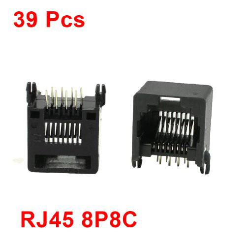 uxcell 39 Pcs Plastic 쉘 8P8C RJ45 PCB 잭 Ports 12.5 x 15 x 14.5mm