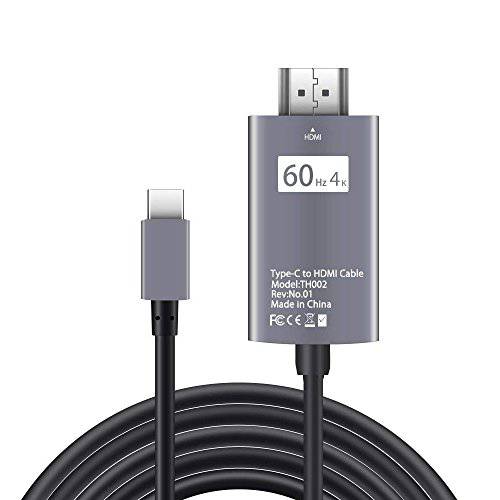 USB C to HDMI 케이블 4K 60Hz, QCEs Type C to HDMI 케이블 변환기 6.6Ft 영상 케이블 to TV/ 모니터 썬더볼트 3 호환가능한 with Mac북 Pro/ 에어 2019/ 2018, 서피스 북 2, 삼성 갤럭시 S20/ S10/ S9/ Note 10