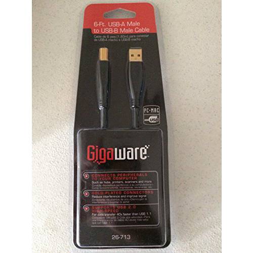 Giga Ware 26-713 6-Ft USB A Male To USB-B Male 케이블