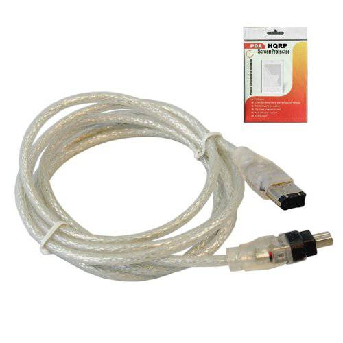 HQRP FireWire Cable/ 케이블 호환가능한 with JVC VC-VDV206U IEEE 1394 4pin to 6pin 교체용 플러스 LCD 화면보호필름, 액정보호필름