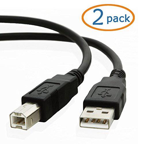 2 Pack 블랙 10 ft Hi 스피드 USB 2.0 프린터 스캐너 케이블 Type A Male to Type B Male For HP, Canon, Lexmark, Epson, Dell