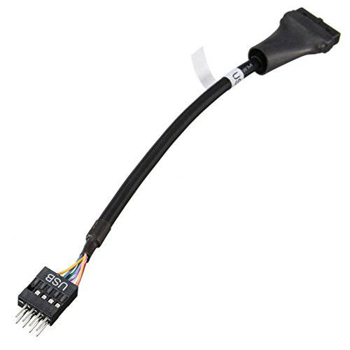 AKOAK 1 x 15cm 블랙 USB 3.0 19 핀 Female To USB 2.0 9 핀 Male 메인보드 케이블 변환기 컨버터