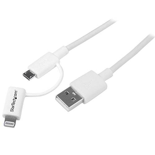 StarTech.com 1m (3ft) 애플 라이트닝 or 미니 USB to USB 케이블 for 아이폰/  아이팟/   아이패드 - 하얀 - 애플 MFi Certified (LTUB1MWH)