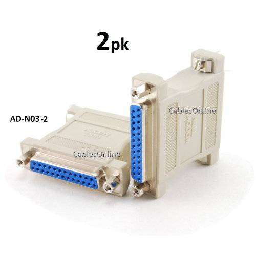 CablesOnline DB25 Null 모뎀 Female to Female Data 전송 Adapter/ 젠더 변환기, (2-Pack) (AD-N03-2)