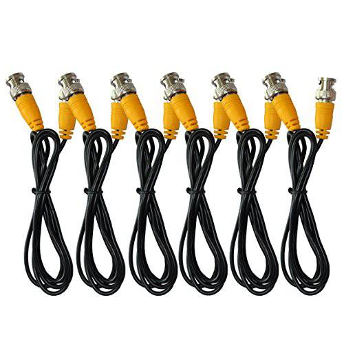 ANVISION 6-Pack 블랙 1m 3.3ft BNC Male to BNC Male Jumper 케이블 with Yellow 커넥터 for CCTV DVR to TV 시스템
