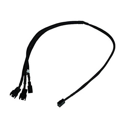 Phobya Y-Cable, 3-Pin to 3X 3-Pin, 60cm, Sleeved, 블랙