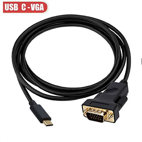 USB-C To VGA, 케이블Deconn 썬더볼트 3 Type C to VGA Male 컨버터 변환기 케이블 1.8M
