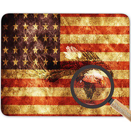 The 빈티지 레트로 Patriotic Bald Eagle with US 아메리칸 깃발 Wings Background 마우스 패드, HD 브라이트 컬러 게이밍 마우스 패드 Custom 모양뚜껑디자인 매트