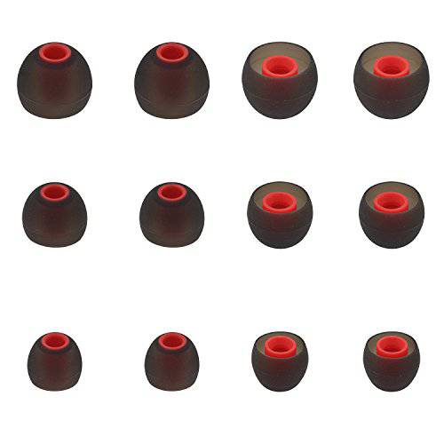 ALXCD 귀 펜촉 for Jabra 후광 스마트 Headset, S/ M/ L 3 Sizes 6 Pairs 듀러블 소프트 실리콘 교체용 귀 펜촉 for Jabra 후광 스마트 헤드폰 100-98300000-02 [6 Pair] (Black/ Red)