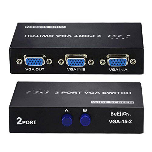 BeElion 2 Port 15 핀 Female(2 VGA in/ 1 VGA Out) VGA Switch 박스 for PC TV Monitor(Not for DDC, DDC2, DDC2B Monitor)