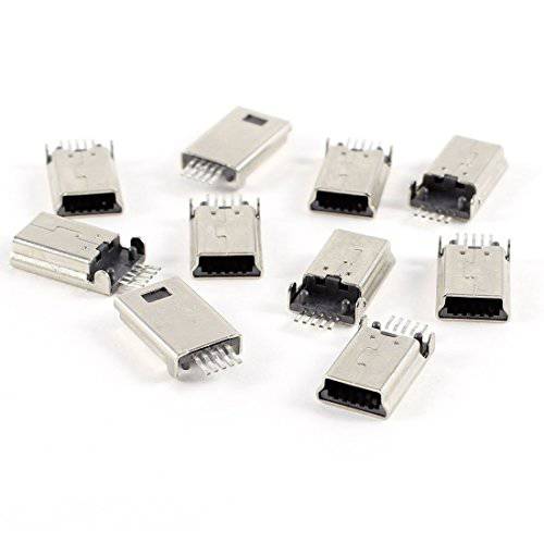 uxcell 10 Pcs 미니 USB Type B Male 180 도 5-Pin SMD SMT Solder Jack 커넥터