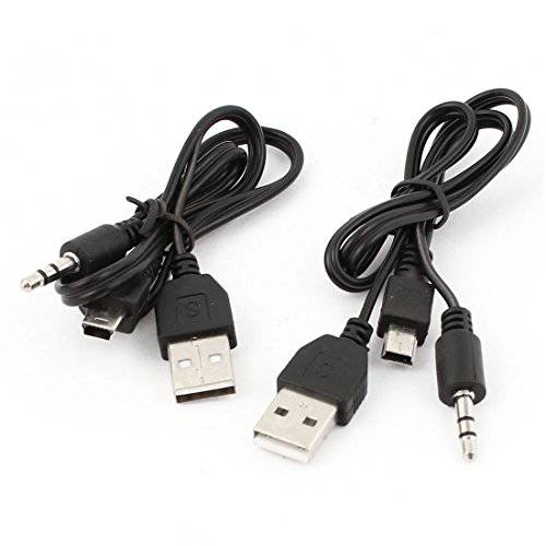 uxcell 2Pcs USB 2.0 Male to 미니 B Male 3.5mm Jack 커넥터 오디오비디오, AV AV 케이블 45cm Length