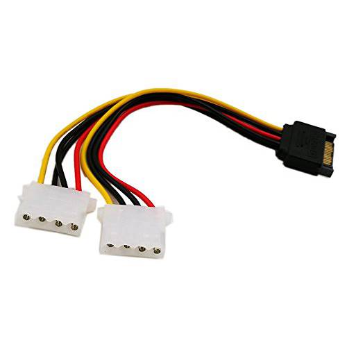 zdyCGTime 6 Inch Sata 15-핀 Male to 이중 4 핀 Molex Lp4 Female IDE 하드디스크 파워 Y-Adapter 컨버터 케이블, Male to Female for 12V/ 5V IDE HDD DVD