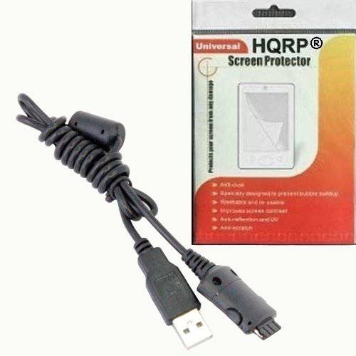 HQRP USB Cable/ 케이블 호환가능한 with 삼성 YP-K3, YP-P2, YP-P3, YP-S5, YP-E10, YP-Q1, YP-Q2, YP-S3, YP-S5, YP-U10 MP3/ MP4+  HQRP LCD 보호