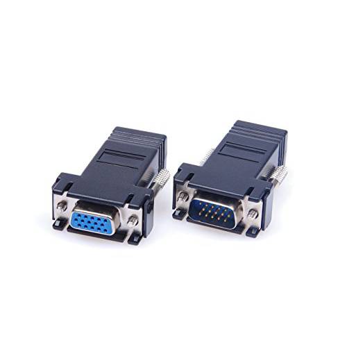LM YN VGA to RJ45 변환기 커넥터 2 Pcs RJ45 Female to VGA Male Female CAT5 CAT6 지원 720P, 1080I, 1080P 아날로그 High-Definition Format 전송 for 멀티미디어 Video, 네트워크 공학,엔지니어링