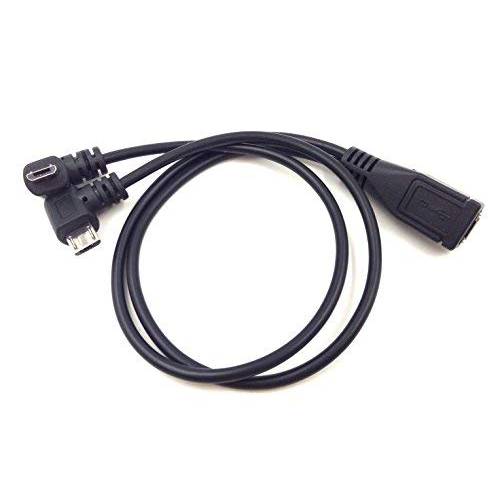 미니 USB 1 to 2 Y 분배 케이블, Qaoquda 90 도 직각 미니 USB 2 Male to Female 컨버터 고속 충전 케이블 Cord-1FT (Micro 2M/ 1F)