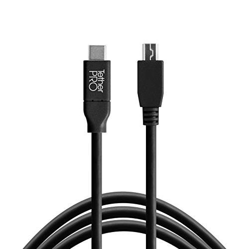 TetherPro USB-C to 2.0 Mini-B 5-Pin, 15’ (4.6m) (Black)