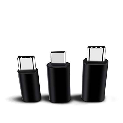 FDG USB Type C 변환기, 3-Pack USB-C to 미니 USB 변환기 USB Type C (Male) to 미니 USB (Female) 동기화 and 충전 Connector, for 안드로이드 휴대용 Phones, MacBook, 삼성 갤럭시 S9 S8, More (Black)
