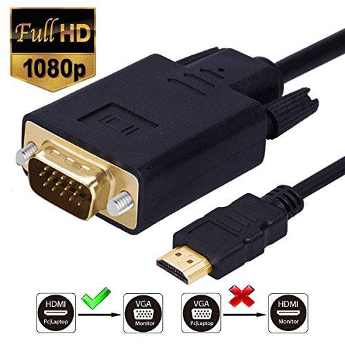 HDMI to VGA 케이블 Qaoquda 6ft/ 1.8m Gold-Plated 1080P HDMI Male to VGA Male 영상 오디오 컨버터 변환기 케이블 지원 노트북 PC DVD 플레이어 노트북 TV 프로젝터 모니터 Etc