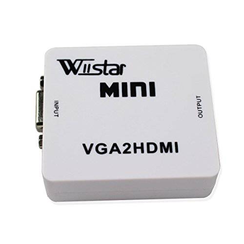 미니 VGA to HDMI 컨버터 3.5 오디오비디오, AV 변환기 Full HD 1080P VGA2HDMI for PC 노트북 Dispaly 프로젝터 White
