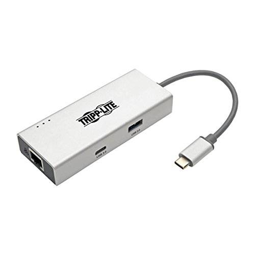 Tripp Lite USB C 탈부착 스테이션 w/ USB-A Hub, HDMI, Gbe, 4K @ 30Hz 휴대용 썬더볼트 3 Silver (U442-DOCK13-S)