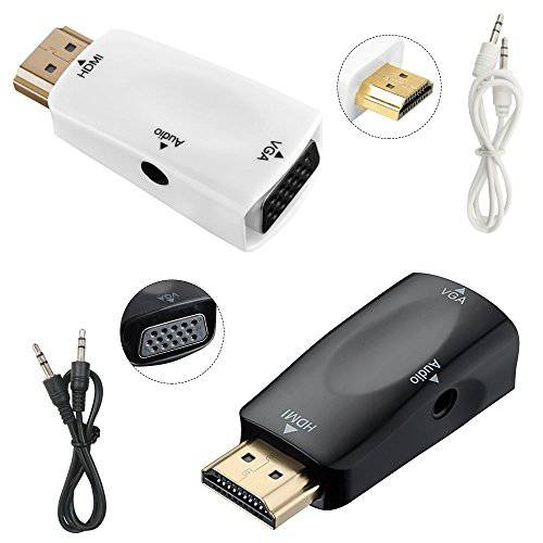 HDMI to VGA 컨버터 변환기, SourceTon 2 Packs Gold-Plated 디스플레이 Port 변환기 with 오디오 Output for Laptop, PC, DVD, and Other 디바이스 with HDMI Port
