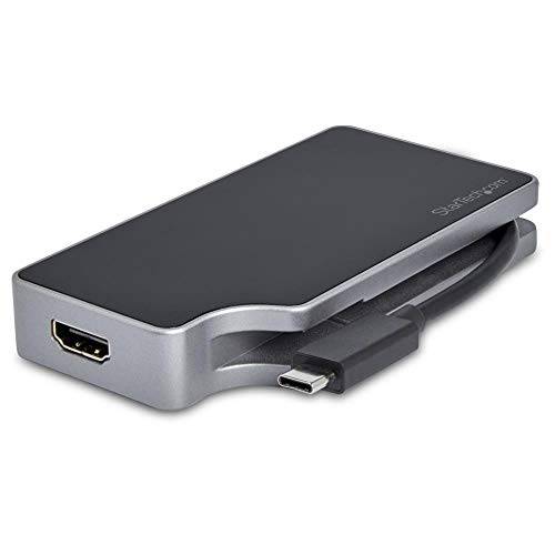 StarTech.com USB C 멀티포트 영상 변환기 4-in-1-95W 파워 배달 - 우주 회색 - 알류미늄 - 4K60Hz - Wrap-Around 케이블 - USB C 변환기 (CDPVDHMDPDP)