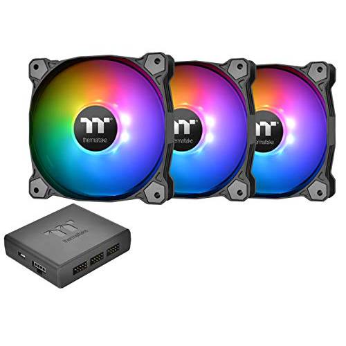 Thermaltake 퓨어 플러스 14 RGB TT 고급 에디션 140mm 소프트웨어 Enabled (Amazon Alexa, 레이저 Choma, TT AI 음성 Control) 원형 9 Controllable LEDs RGB PWM 케이스 라디에이터 팬 3-Pack CL-F064-PL14SW-A