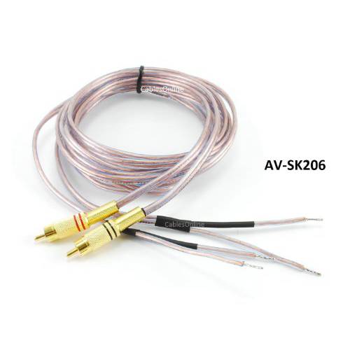 CablesOnline 6ft 18-AWG 스피커 와이어 Pair Cables with 이중 RCA Male Plugs, (AV-SK206)