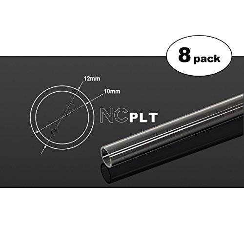 Bitspower None Chamfer PETG Link Tube, 12mm OD, 1000mm, Clear, 8-Pack