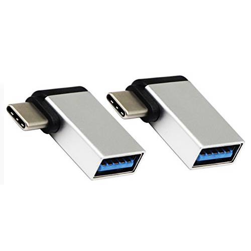 zdyCGTime USB C to USB 3.0 알루미늄 변환기 USB A 3.0 Female to 90 도 3.1 Type C Male Converter, On The Go(OTG) for 스마트폰 Flash Drives, 마우스 키보드 and other USB Peripherals Silver 2 Pack
