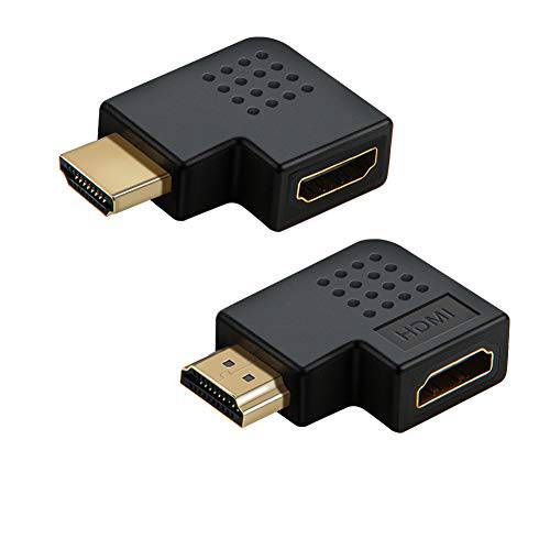 HDMI Male to Female Adapter, CableCreation 2 Pack 90 and 270 도 직각 HDMI to HDMI Converter, 4K 3D HDMI 연장 for Roku, PS3, PS4, 파이어 Stick, Chromecast, Nintendo Switch, HDTV, Laptop, 엑스박스