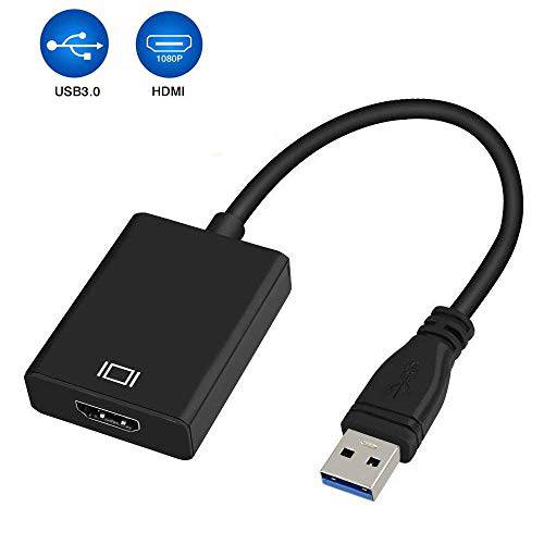USB 3.0 to HDMI 변환기, HD 1080P 영상 그래픽 Convertor 케이블 변환기 with 오디오 Output 다양한 모니터 for 노트북 HDTV TV PC, 호환가능한 with Win 7/ 8/ 10 [NO MAC/ Linux/ Vista]
