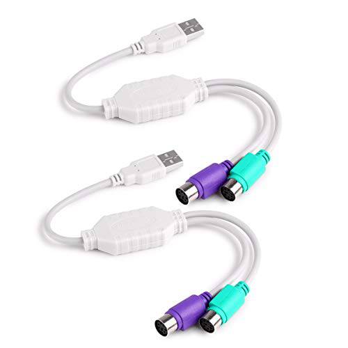 TraderPlus 2-Pack 이중 PS2 to USB 변환기 for PS/ 2 Port 마우스 and Keyboard, 지원 KVM Switch