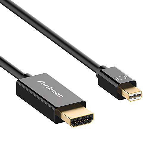 Anbear 미니디스플레이Port, 미니 DP to HDMI 6 FT,  금도금 미니 디스플레이 Port(ThunderboltTM Port) to HDMI HDTV Male to Male 변환기 호환가능한 for 맥 Book, 맥북 air, iMac, and More