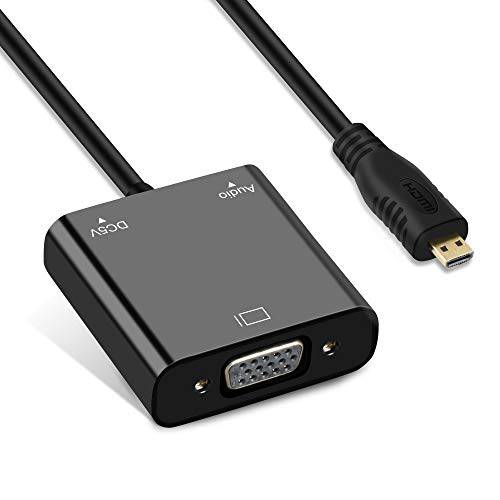 avedio links 미니 HDMI to VGA Adapter, Active 미니 HDMI to VGA 영상 컨버터 with 3.5mm 스테레오 Audio, 미니 HDMI to VGA 케이블 (Male to Female) 호환가능한 with Laptop, Projector, HDTV, Chromebook