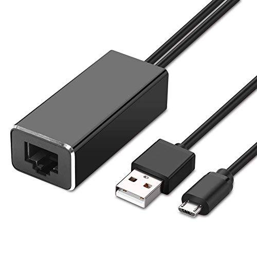 랜포트 for 파이어 TV 스틱 (2nd GEN), All-New 파이어 TV (2017), 크롬캐스트 울트라/ 2/ 1/  오디오, 구글 홈 Mini, 미니 USB to RJ45 랜포트 100Mbps 네트워크 변환기 with USB 파워 서플라이 케이블