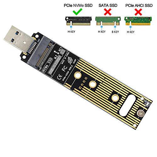 GODSHARK NVME to USB Adapter, M.2 SSDto Type-A 카드 (No 케이블 Need), 고 퍼포먼스 10 Gbps USB 3.1 Gen 2 브릿지 Chip, 사용 as 휴대용 SSD, USB to M2 SSD 키 M, 지원 윈도우 XP/ 7/ 8/ 10, 맥 OS
