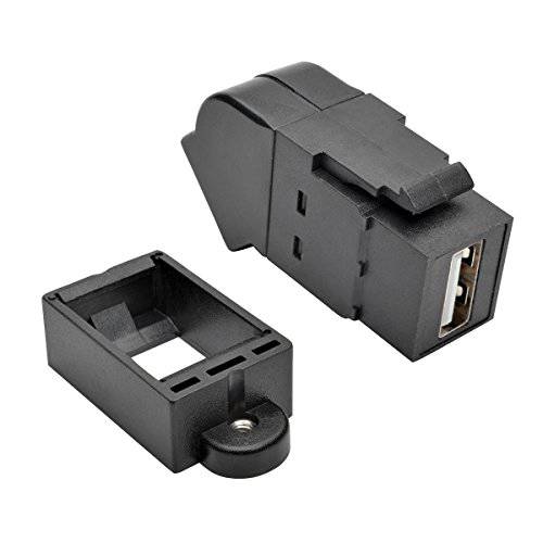 Tripp Lite USB 2.0 Keystone/ Panel 마운트 앵글드 연장기,커플러 (F/ F), All-in-One, 블랙 (U060-000-KPA-BK)