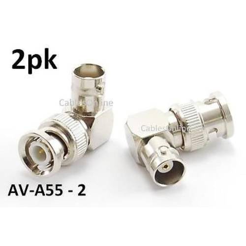 CablesOnline 2Pack 90-Degree BNC Right-Angle Male to BNC Female 영상 변환기 (AV-A55-2)