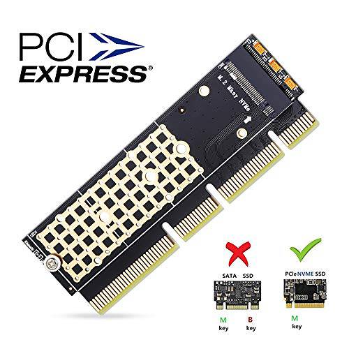 M.2 NVMe Adapter, Electop SSD to PCIe Card, M2 (Key M) 드라이버 with 실리콘 쿨링 Pad, 하드 드라이브 Adapter, 지원 PCIe x4 x8 x16 Slot, 2230 2242 2260 2280, 호환가능한 with 윈도우 XP/ 7/ 8/ 10