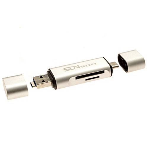 SDN3-in-1 SD/ 마이크로SD 카드 리더,리더기 USB 3.1 마이크로USB USB-C 호환가능한 (Silver)