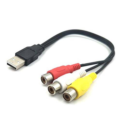 USB to 3RCA 케이블, HaokiangUSB A 2.0 Male to 3 RCA Female Jack 분배 오디오비디오, AV AV 컴포지트, Composite 변환기 케이블 케이블 (USB M/ 3RCA F)