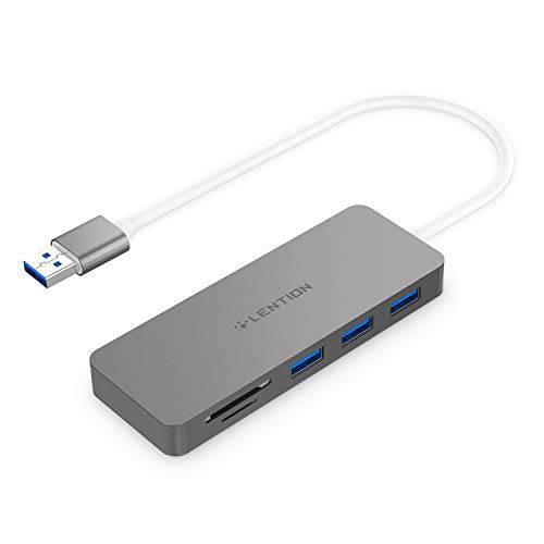 LENTION 3-Port USB 3.0 Type A 허브 with SD/ 미니 SDCard 리더,리더기 for Micro/ SDXC/ SDHC/ SD/ UHS-I Cards, 멀티포트 변환기 호환가능한 맥북 Air/ Pro(Previous Generation), 서피스 Pro, More (Space Gray)