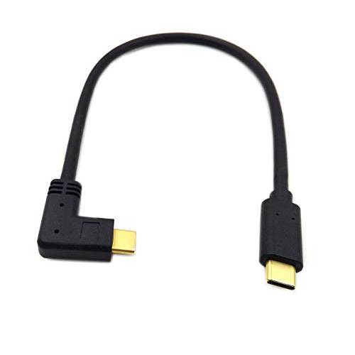 Poyiccot 90 도USB C toUSB C 케이블 1Feet,  권리&  왼쪽 앵글드 90 도USB 3.1 Type-C Male to Male 고속 충전 케이블 for 노트북&  태블릿, 태블릿PC&  변하기쉬운 폰 (USB C 권리 M/ M)