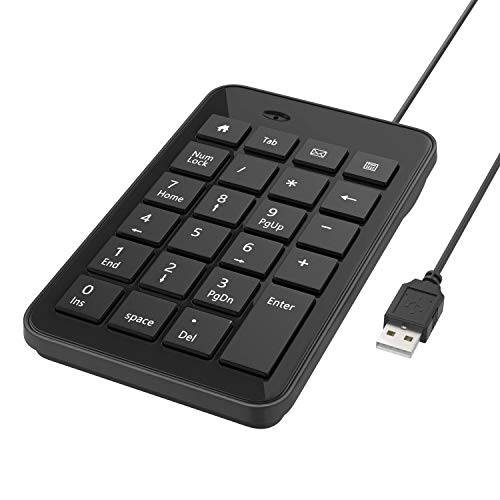 MoKo 숫자 Keypad, 휴대용 울트라 슬림 미니 USB Full-Size 23 Keys 키보드 for Laptop, Desktop, PC,  노트북 - 블랙