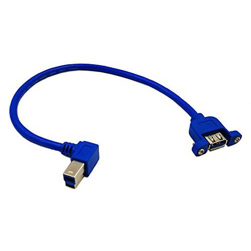 zdyCGTime 12 Panel 마운트 USB 3.0 A Female to 우 앵글드 USB B Male 연장 케이블 with Screws(Blue)
