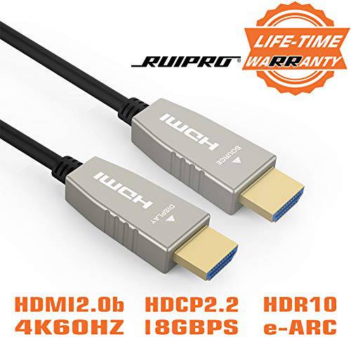 Fiber HDMI 케이블RUIPRO 4K60HZ HDR 50 feet 라이트 스피드 HDMI2.0b 케이블, support 18.2 Gbps, ARC, HDR10, Dolby Vision, HDCP2.2, 4:4:4, 울트라 슬림 and 플렉시블 HDMI Optic 케이블 with Optic Technology 15m