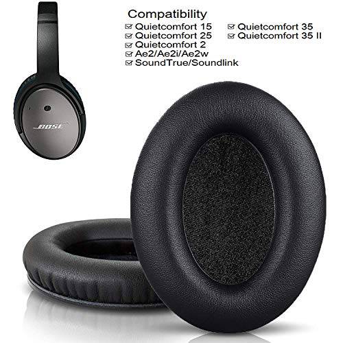 교체용 이어 패드 ,솜 호환가능한 for Bose 헤드폰,헤드셋 QuietComfort 25 QC15 QC25 QC2 QC35 Ae2 Ae2i Ae2w SoundTrue&  사운드링크 ( 오버이어 ONLY), Cosyplus 2 인 1 귀 이어패드 특허 Pending-Black